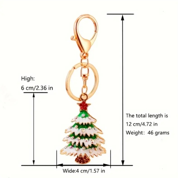 NEW! Rhinestone Christmas Tree🎄 Keychain / 🎒👜 Bag Charm 🎁 🎅🤶 - Picture 6 of 6